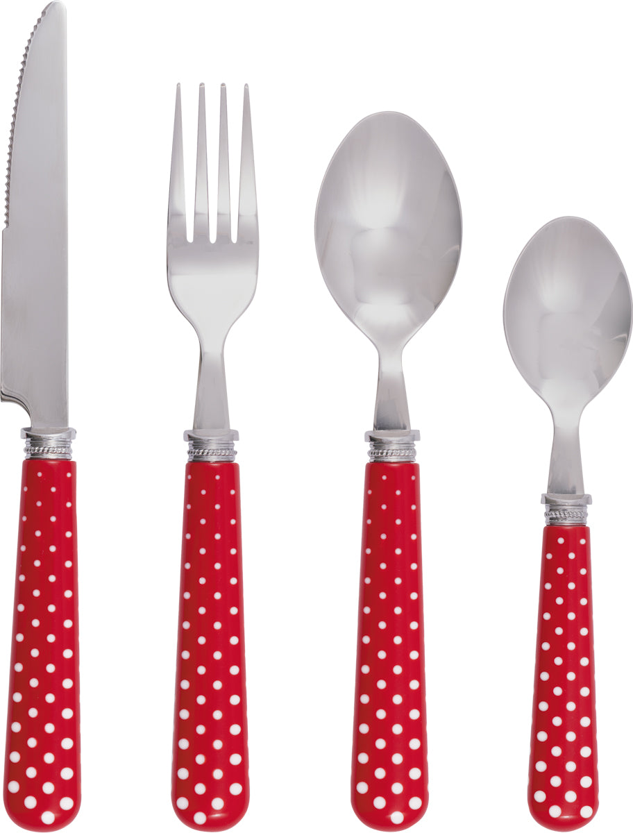 GreenGate - Dotty Besteck red dinner 4er-Set