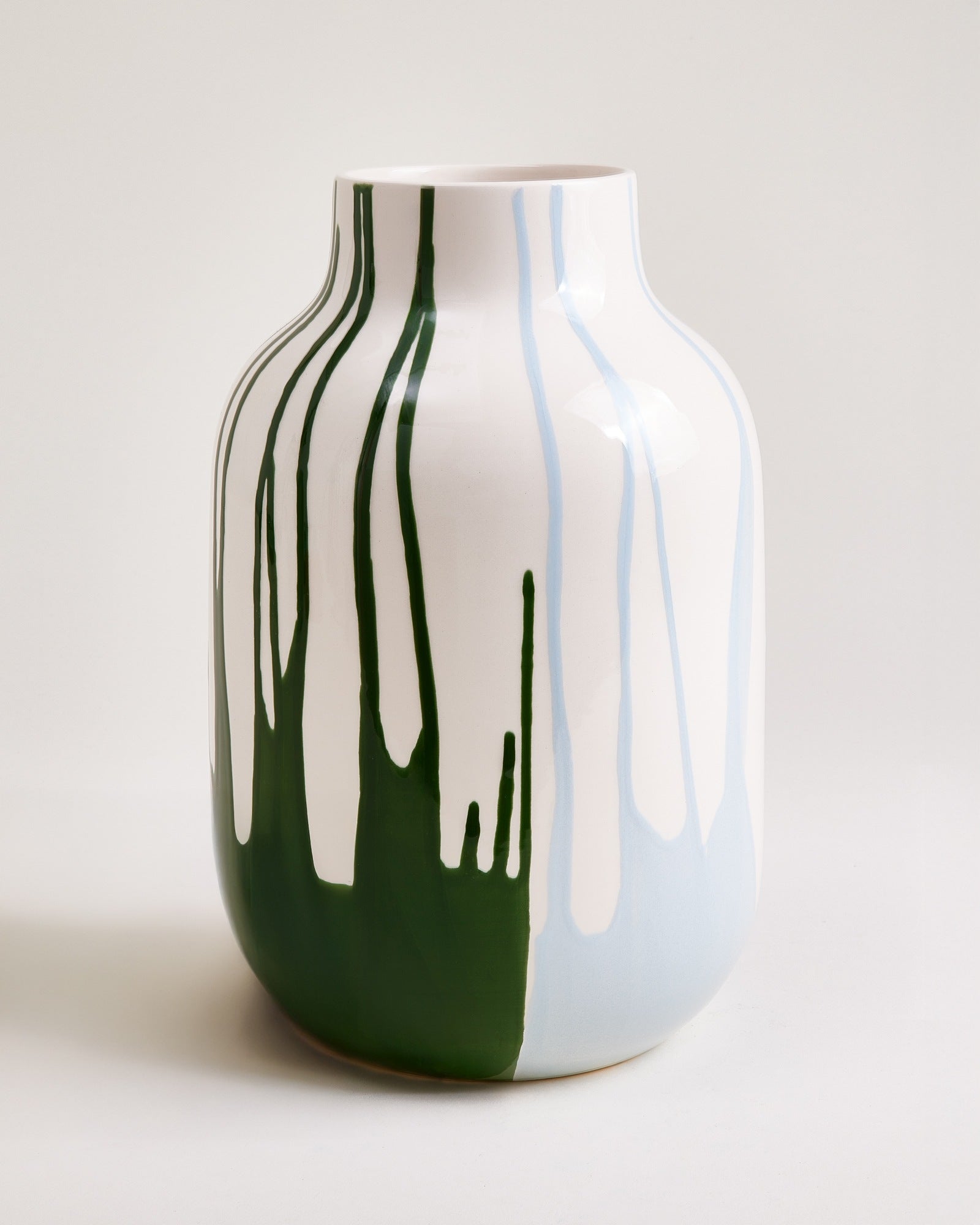 Nuno Vase L drip dunkelgrün hellblau
