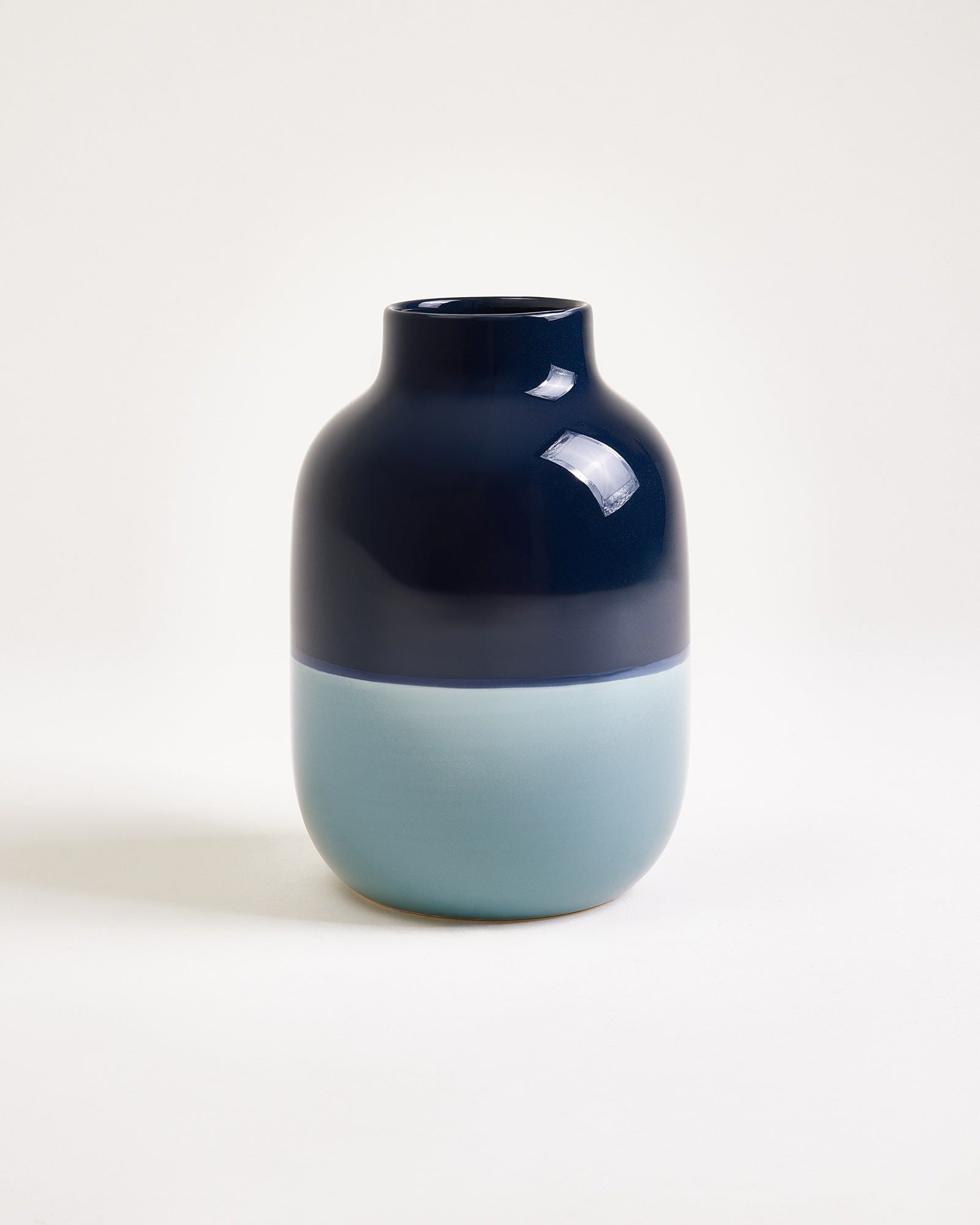 Nuno Vase M dunkelblau graublau