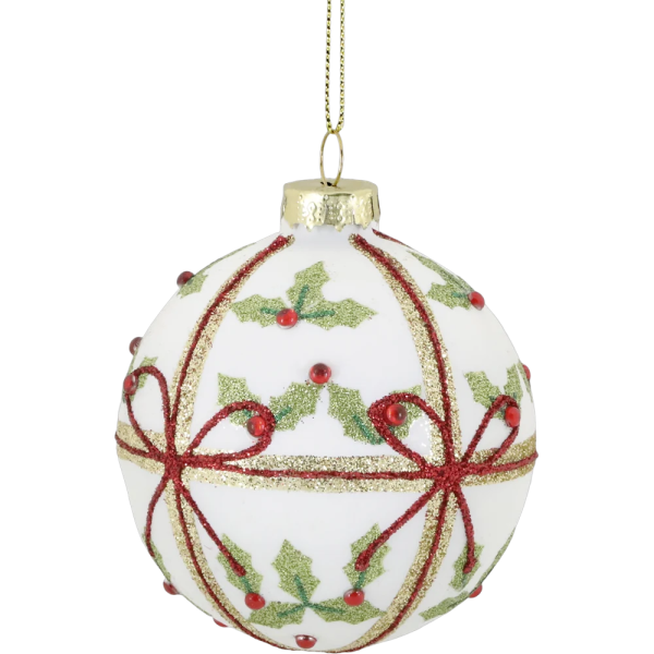 Chic Antique - Weihnachtskugel mit Schleife creme