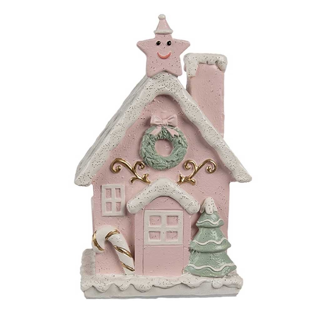 Clayre & Eef - Lebkuchenhaus mit LED 15 cm Rosa