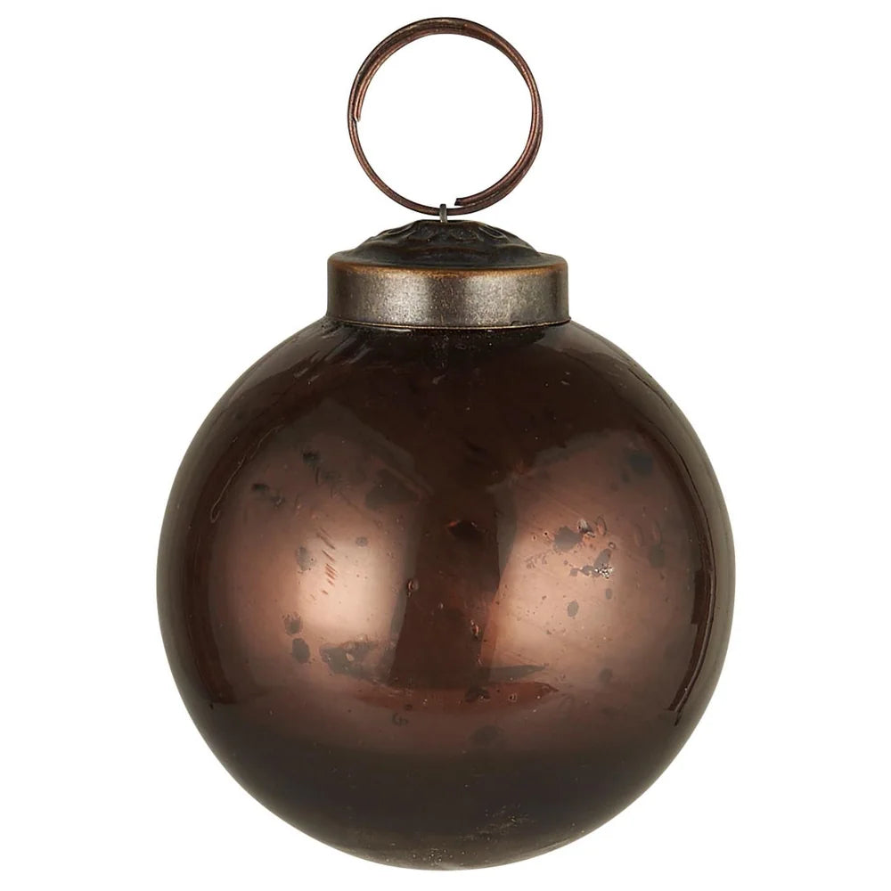 Ib Laursen - Weihnachtskugel pebbled Glas rustic brown Bauernsilber