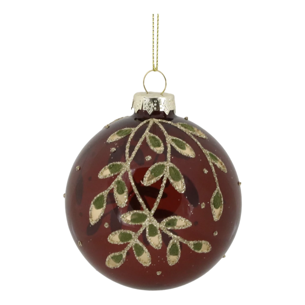 Chic Antique - Weihnachtskugel mit Blätter cherry