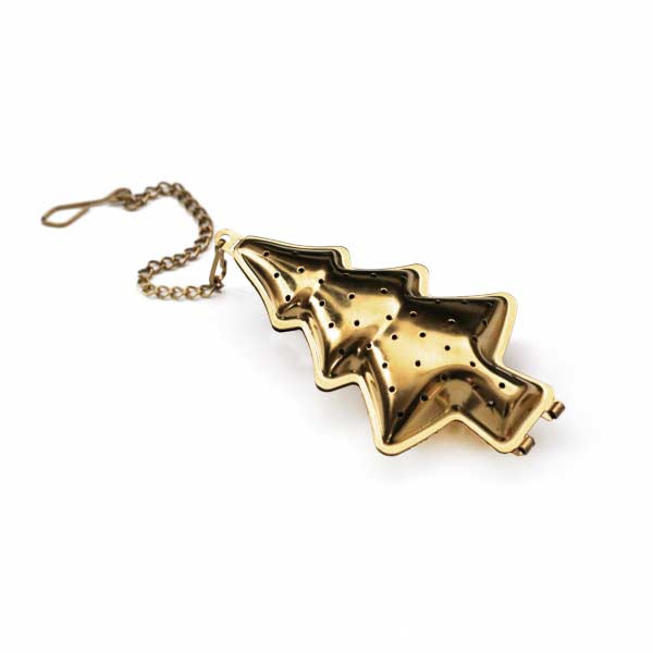 Tafelgut - Teesieb mit Kette Tannenbaum gold